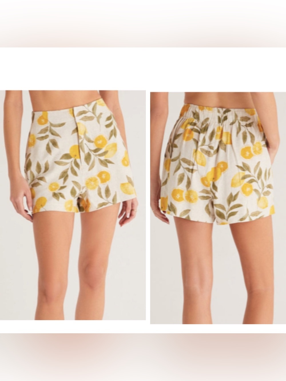 Z-Supply Linen Blend Keaton Flax Citrus Lemon Shorts Sz XL, Lemons Preppy
